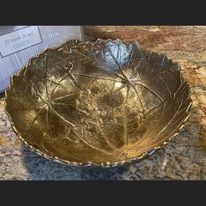 Martha Stewart 12” Park Leaves Collection Salad Bowl - Gold